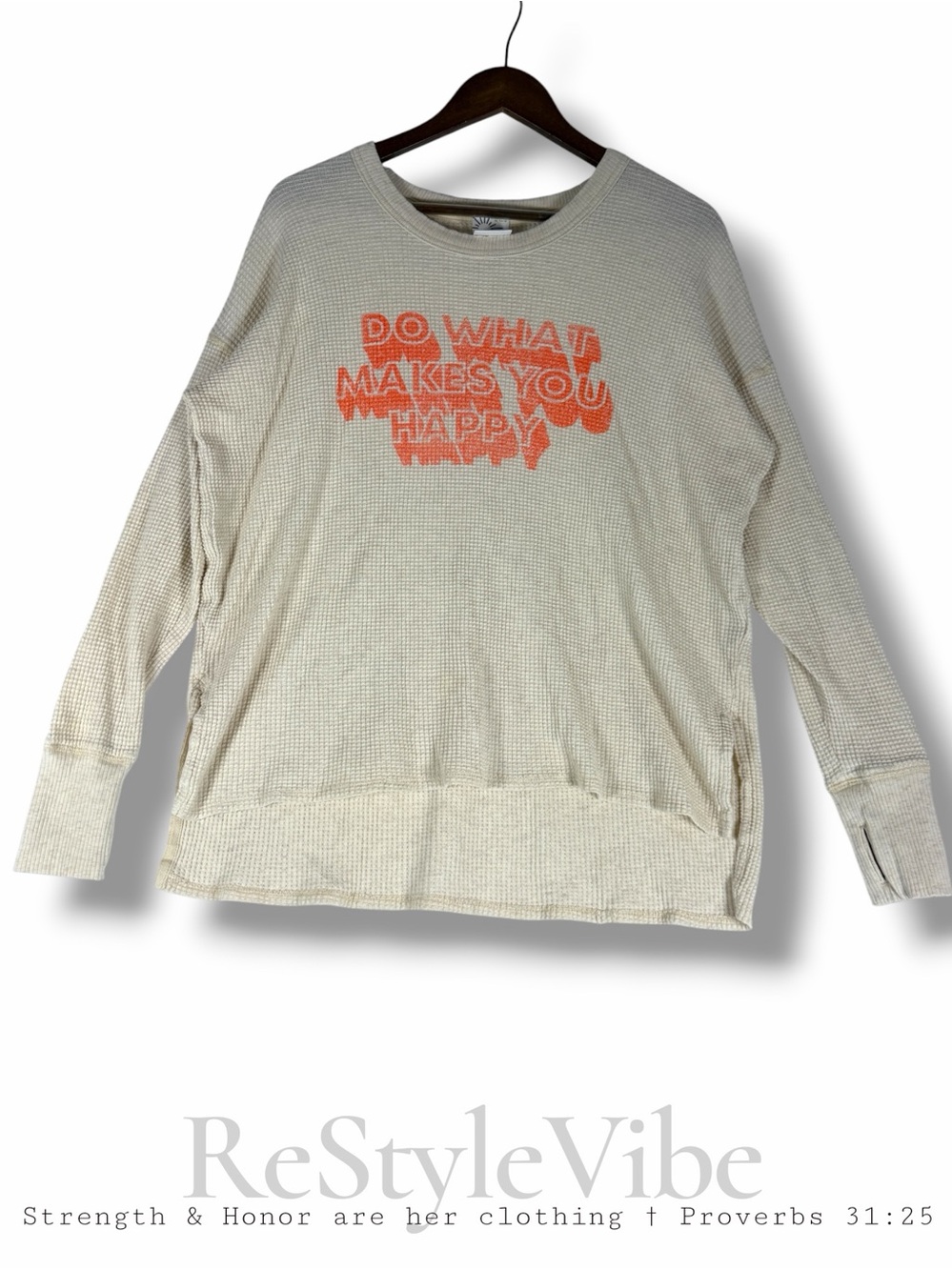 OFFLINE BY AERIE Women’s Size S Shirt Top Waffle Knit Graphic Long Sleeve